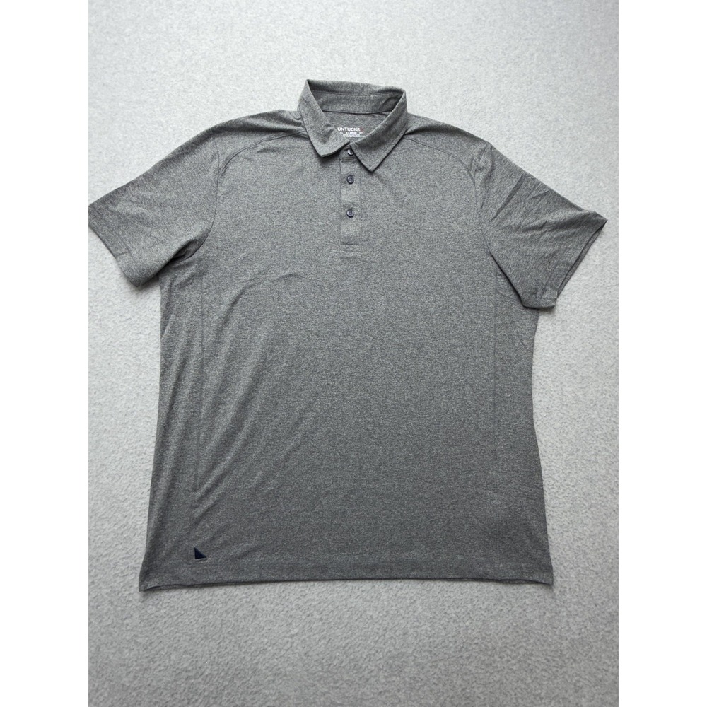 UNTUCKit Polo Shirt Mens XL Gray Clavidor Golf Performance Stretch Casual